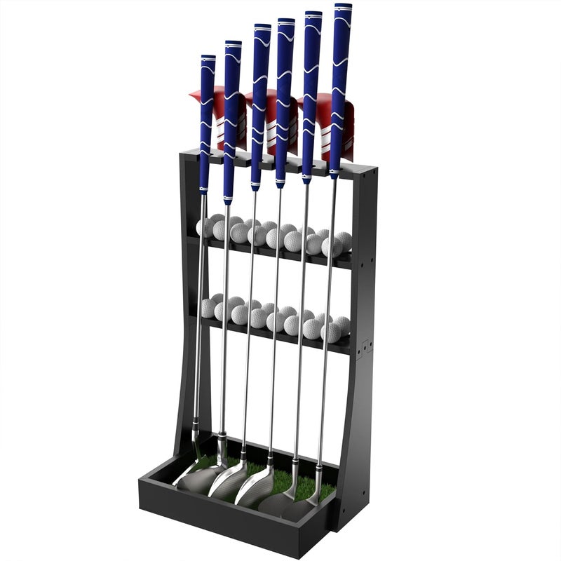 Alytree Golf Putter Stand, Golf Club Holder for 36 Balls Tray Storage & 6 Clubs & 3 Head Covers, Display Rack Organizer for Home Indoor Outdoor Office - Image 1